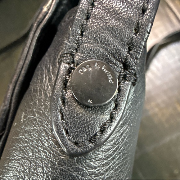 Rag & Bone Pilot Textured Leather Crossbody Black/Iron Mini Messenger Bag - Picture 9 of 16